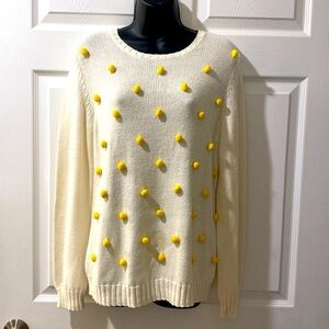 Talbots cream ,yellow polkadot sweater size medium